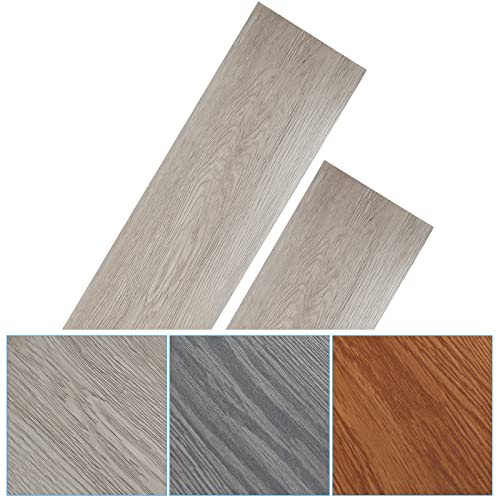 Fiqops 91.5x15.2cm ca. 2 m² 14 Fliesen PVC Bodenbelag Selbstklebend Vinylboden Rutschfest Wasserfest Bodenfliesen Laminat Dielen Vinyl-Fliesen für Fußbodenheizung White Oak von Fiqops
