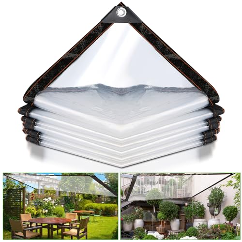 Fiqops Abdeckplane Wasserdicht, Transparente Plane mit ösen, Premium gartenplane，Reißfest wasserdichte Plane für Pflanzengewächshäuser, Gewebeplane 2x4m von Fiqops
