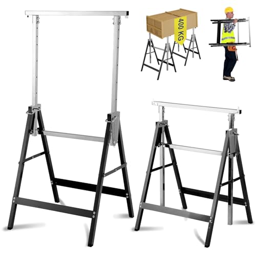 Fiqops Arbeitsbock 2er Set, Arbeitsbock Höhenverstellbar Arbeitsböcke Tragkraft 200 kg, 7-fache Böcke Höhenverstellbar 80-130 cm, Stabiler Klappbock für vielseitigen Einsatz(Schwarz) von Fiqops