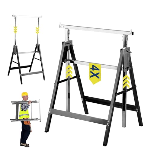 Fiqops Arbeitsbock 4er Set, Arbeitsbock Höhenverstellbar Arbeitsböcke Tragkraft 200 kg, 7-fache Böcke Höhenverstellbar 80-130 cm, Stabiler Klappbock für vielseitigen Einsatz(Schwarz) von Fiqops
