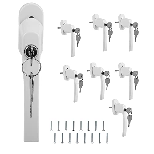 Fiqops Fenstergriffe Weiß 8 Stück Aluminium Abschließbare Fenstergriffe Kindersicherung Fenstersicherung mit Schloss mit 16 Gleichen Schlüsselpaaren von Fiqops