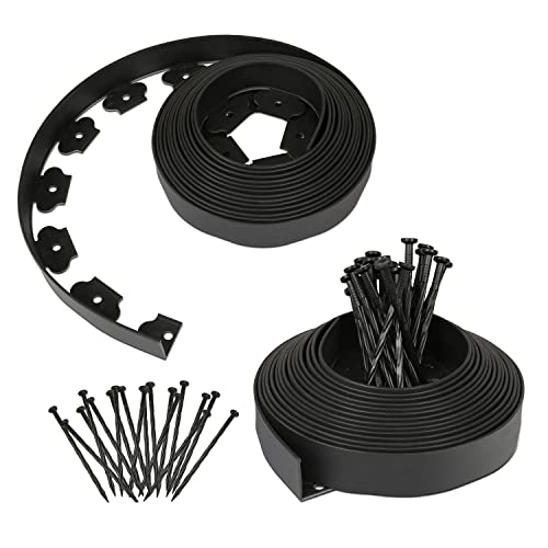 Fiqops Flexible Rasenkante Kunststoff mit 60 Befestigungstiften zur Verankerung, Länge 20m Höhe 5cm, Beeteinfassung Wurzelsperre Garteneinfassung Fiqops Flexible Rasenkante Kunststoff mit 60 Befestigungstiften zur Verankerung, Länge 20m Höhe 5cm, Beeteinfassung Wurzelsperre Garteneinfassung von Fiqops