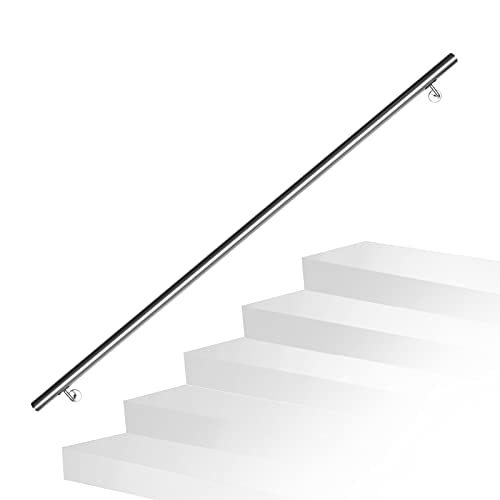 Fiqops Handlauf Edelstahl, Treppengeländer, 180cm Edelstahl Geländer Wandhandlauf Wand Treppe für Aussen und Innen, Handlauf Geländer Ø 42 mm, mit Wandhalterung und Metalldübeln von Fiqops