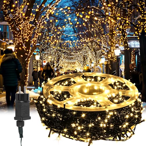 Fiqops LED Lichterkette Außen 200M 2000LEDs 8 Modi, Lichterketten IP44 wasserdicht mit Memory Funktion für Party Hochzeit Garten Balkon Weihnachten, Warmweiß, Dunkelgrüner Draht Fiqops LED Lichterkette Außen 200M 2000LEDs 8 Modi, Lichterketten IP44 wasserdicht mit Memory Funktion für Party Hochzeit Garten Balkon Weihnachten, Warmweiß, Dunkelgrüner Draht von Fiqops