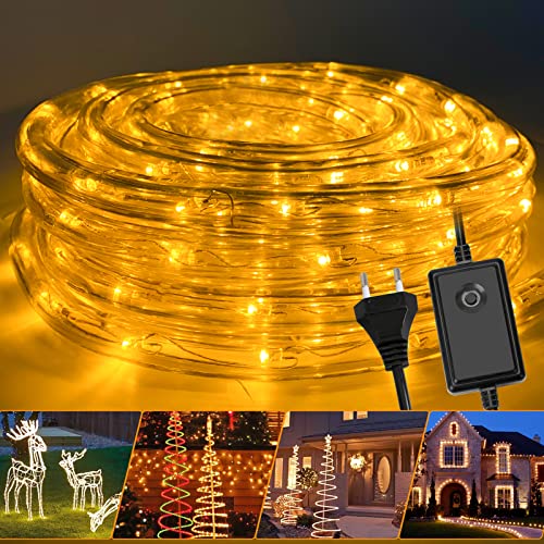 Fiqops LED Lichterschlauch für außen, 40m LED Lichtschlauch mit 8 Leuchtmodi, Lichtschläuche Wasserfest, Lichterkette für Garten, Led schlauch-Warmweiß von Fiqops