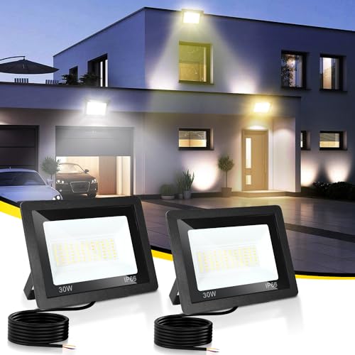 Fiqops Strahler 30W 2er, Fluter 3000K Warmweiß 2550LM LED Scheiwerfer IP66 Wasserdicht Flutlicht Außenstrahler Außenleuchte für Werkstatt Garage Garten Fiqops Strahler 30W 2er, Fluter 3000K Warmweiß 2550LM LED Scheiwerfer IP66 Wasserdicht Flutlicht Außenstrahler Außenleuchte für Werkstatt Garage Garten von Fiqops