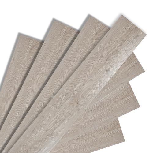 Fiqops PVC Bodenbelag, 14 Fliesen ca. 2m² Vinylboden Wasserfest Rutschfest, Wasserfest Bodenbelag Selbstklebend Vinylboden 91,5cm x 15,2cm Dicke 1,5 mm (White Oak) von Fiqops