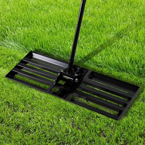 Fiqops Rasenrakel, Rasenrakel Gardena mit,Rakel Rasen Vertikutierer für Hof Garten,Golfplatz,Unkrautstecher für Terrassengärten,Rakel Rasen mit Gartenarbeitshandschuhe,Rasenharke 75*25cm,Schwarz von Fiqops