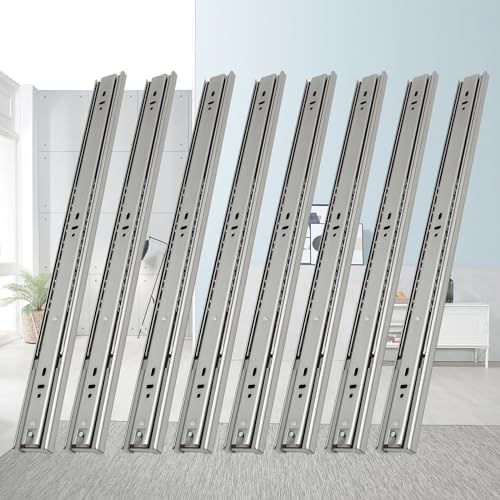 Fiqops Schubladenschienen 250mm, Vollauszug 35 KG Tragfähigkeit, Stabil Schubladenauszug mit kugelgelagerten, Schubladenschienen Softclose, Leichte Montage 8 Stück(4 Paar) von Fiqops