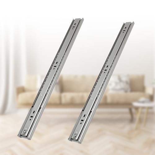 Fiqops Schubladenschienen 650mm, Vollauszug 45 KG Tragfähigkeit, Stabil Schubladen Schienensystem mit kugelgelagerten, Schubladenschienen Softclose, Leichte Montage 2 Stück(1 Paar) von Fiqops