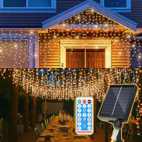 Fiqops Solar Eisregen Lichterkette Außen 5m Warmweiß 198 leds Solarlichterkette mit batterie & fernbedienung lichterketten aussen für Party Garten Weihnachten Hochzeit Beleuchtung Deko Fiqops Solar Eisregen Lichterkette Außen 5m Warmweiß 198 leds Solarlichterkette mit batterie & fernbedienung lichterketten aussen für Party Garten Weihnachten Hochzeit Beleuchtung Deko von Fiqops