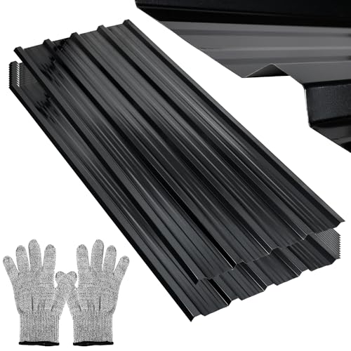 Fiqops Trapezblech Profilblech 12 Stück, Trapezblech 129cm x 46cm ca. 7 m², Wellblechplatten für Dach, Trapezblech Anthrazit Metallblech Fiqops Trapezblech Profilblech 12 Stück, Trapezblech 129cm x 46cm ca. 7 m², Wellblechplatten für Dach, Trapezblech Anthrazit Metallblech von Fiqops