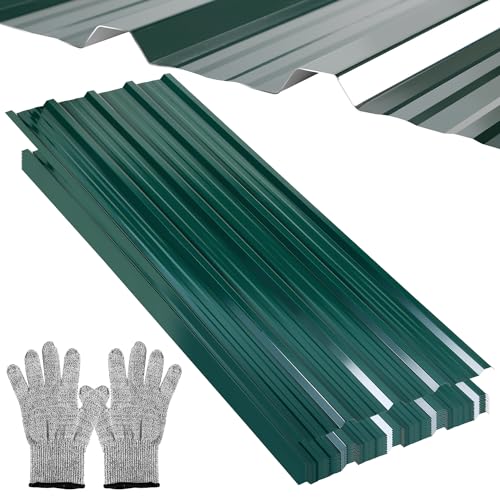Fiqops Trapezblech Profilblech 12 Stück, Trapezblech 129cm x 46cm ca. 7 m², Wellblechplatten für Dach, Trapezblech Grün Metallblech Fiqops Trapezblech Profilblech 12 Stück, Trapezblech 129cm x 46cm ca. 7 m², Wellblechplatten für Dach, Trapezblech Grün Metallblech von Fiqops