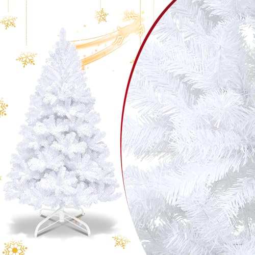 Fiqops Weihnachtsbaum künstlich 150cm Künstlicher Weihnachtsbaum 488 Spitzen Plastik Tannenbaum unechter,Christbaum Schnellaufbau Klapp,Feuerresistent inkl.Robuste Ständer,Weiß Fiqops Weihnachtsbaum künstlich 150cm Künstlicher Weihnachtsbaum 488 Spitzen Plastik Tannenbaum unechter,Christbaum Schnellaufbau Klapp,Feuerresistent inkl.Robuste Ständer,Weiß von Fiqops