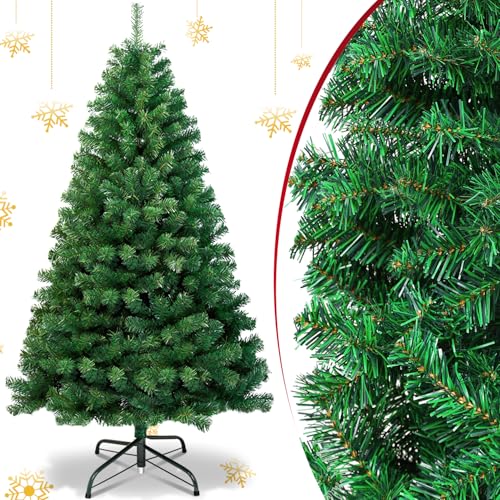 Fiqops Weihnachtsbaum künstlich 210cm Künstlicher Weihnachtsbaum 900 Spitzen Plastik Tannenbaum unechter,Christbaum Schnellaufbau Klapp,Feuerresistent inkl.Robuste Ständer,grün von Fiqops