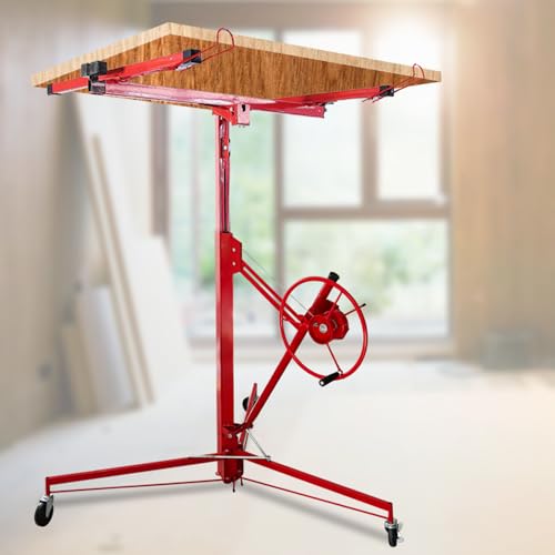 Fiqops XXL Plattenheber bis max 68 kg für Rigipsplatten 140-350cm Arbeitshöhe höhenverstellbar, max 290cm Lastarmbreite, Rot von Fiqops
