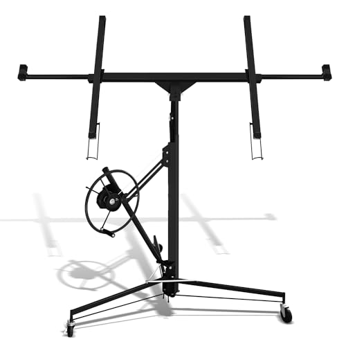 Fiqops XXL Plattenheber bis max 68 kg für Rigipsplatten 140-350cm Arbeitshöhe höhenverstellbar, max 290cm Lastarmbreite, Schwarz von Fiqops