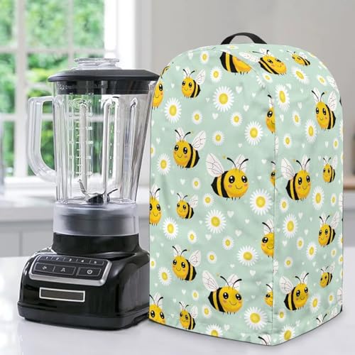 Fiqyvagox Blender Appliance Cover Dust and Fingerprint Protection Stain Resistant Kitchen Small Appliance Protector, Bee Daisy Heart Spot Green Print von Fiqyvagox