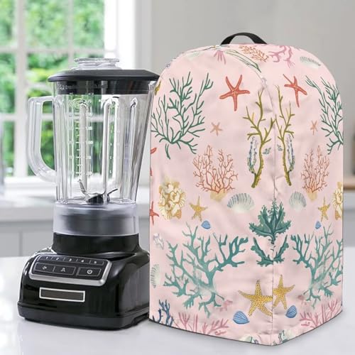Fiqyvagox Blender Cover Anti-Sputtering Stand Mixer Cover with Top Handle Lightweight Small Kitchen Appliance Protector, Coral Seestern Seashell Pink von Fiqyvagox
