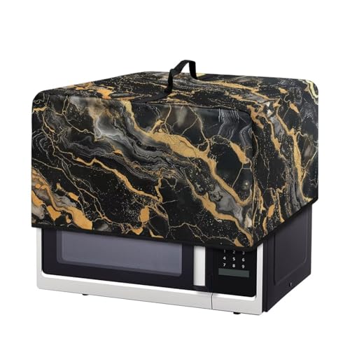 Fiqyvagox Marmordruck schwarz golden staubdicht Mikrowelle Grill Abdeckung Schutz Kratzfestes Segeltuch Stoff Mikrowellenofen Staubschutz Hülle Schutz für Toaster Ofen, S von Fiqyvagox