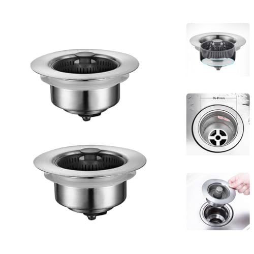 2PCS Neues Aufgewertetes Waschbecken Bounce Core Drain Sieb, 3 in 1 Küchenspüle Drain Sieb, Küchenspüle Geruchsfilter Waschbecken Sieb von Firally