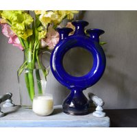 Keramik Dreifaltigkeit, Blau Minimalist Kerzenständer, Dekoration Für Den Innenbereich von Firaworkshop