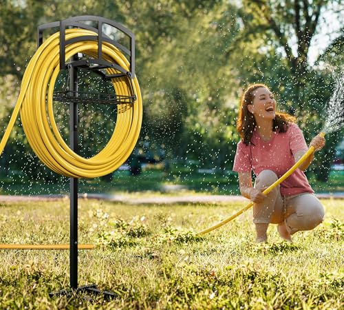 Fire Beauty Gartenschlauchhalter mit Aufbewahrungskorb, robust, 25 kg Kapazität, rostfreier Edelstahl, organisiert 45,7 m Schlauch für Terrasse, Hof oder Garage von Fire Beauty
