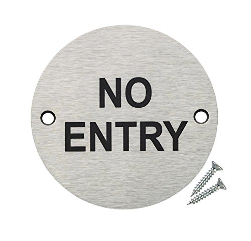 Fire Door Guru® Türschild "No Entry", 76 mm Scheibe, Edelstahl-Sicherheitsschild – Befestigungen im Lieferumfang enthalten von Fire Door Guru