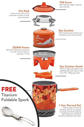 Fire-Maple 2019 Aktualisierter Star FMS-X2 1L 2200w Ultraleichter kompakter winddichterCampingkocher mit Unterstützung für Piezo-Zündtopf und Ständer - 600 Gramm von Fire-Maple