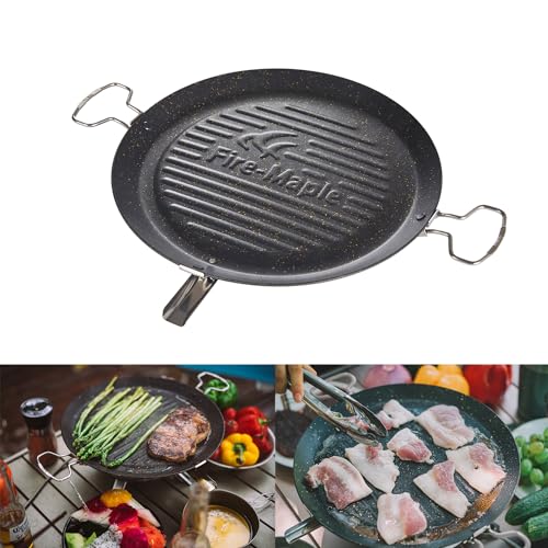 Fire-Maple Camping Backblech Camping Grillplatte Antihaft Portabel Grillpfanne für den Herd BBQ Gasgrillplatte für Campingkocher mit Gerippten Oberflächen 31 x 31 cm von Fire-Maple
