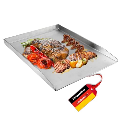 Fire World Edelstahl Plancha Grillplatte Grill Platte aus dickem 4 mm & rostfreiem Edelstahl 40 x 30 cm BBQ Gasgrill & Kohlegrill geeignet von Fire World