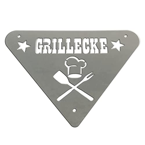 Fire World Gartendeko | Schild Grillecke | Grill Schild für Outdoor Küche | Made in Germany Grill Deko (Stahl) von Fire World