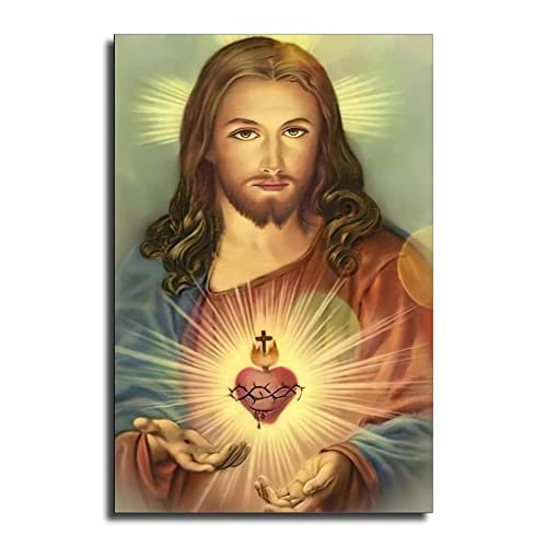 FireDeer Katholisches Jesus-Poster auf Leinwand, Gemälde, christlicher Gott, Bilder für Wohnzimmer, kein Rahmen, heiliges Herz Jesus, 2,8 x 45,7 cm von FireDeer