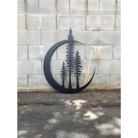 Bäume Im Mond 36 Zoll- Baum - Stahl Wanddekor Metall Wandkunst Wohnkultur Wand Dekor von FireIceMetalWorks