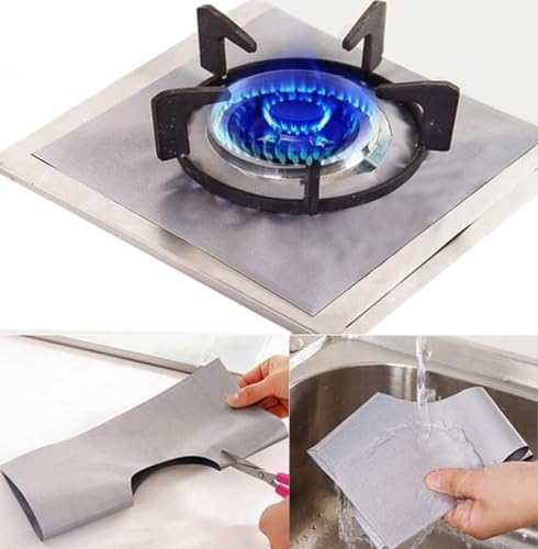 FireMat Gasherd Abdeckung für Ihren Gas Brenner (27x27cm, Silber,1 Stück) Die Perfekte Lösung beim Kochen ! von FireMat