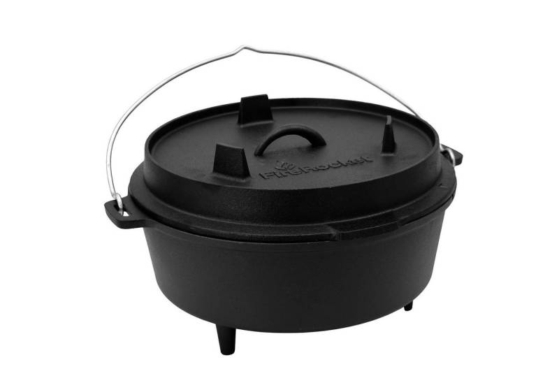 FireRocket Grilltopf Dutch Oven 6qt 5,5L Dreibein Premium Gusseisen, (Dutch Oven) von FireRocket