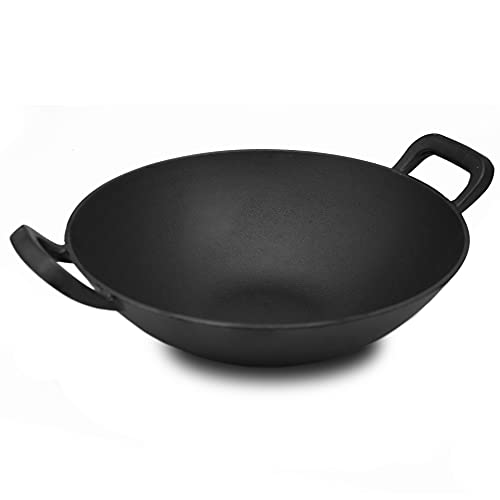 FireRocket Dia 34cm Gusseisen Wok Cast Iron Pan Gusseisen für Gasgrill Kohlegrill Induktionsgeeignet von FireRocket