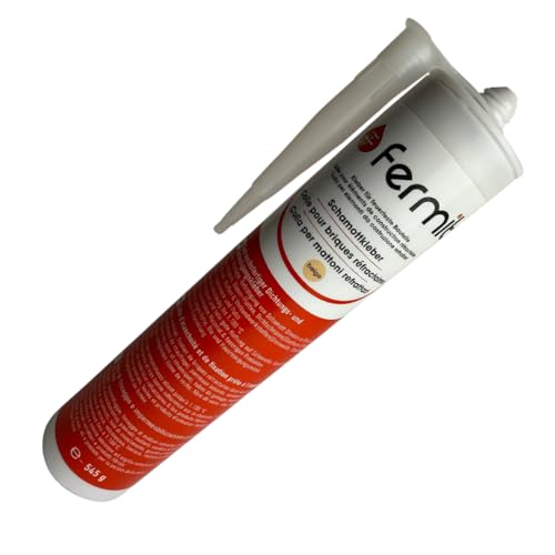 Schamott- und Dichtschnurkleber FERMIT HT 1100 - bis 1.100 °C - Farbe beige - Kartusche 310 ml von FireVikings Fireparts with Quality