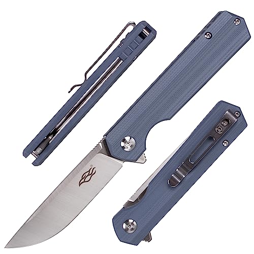 GANZO FH11S-GY Taschenmesser D2 Stahlklinge Ergonomischer G10 Anti-Rutsch-Griff mit Clip Camping Angeln Jagd Ausrüstung Outdoor Flipper EDC Klappmesser (Grau) von Firebird