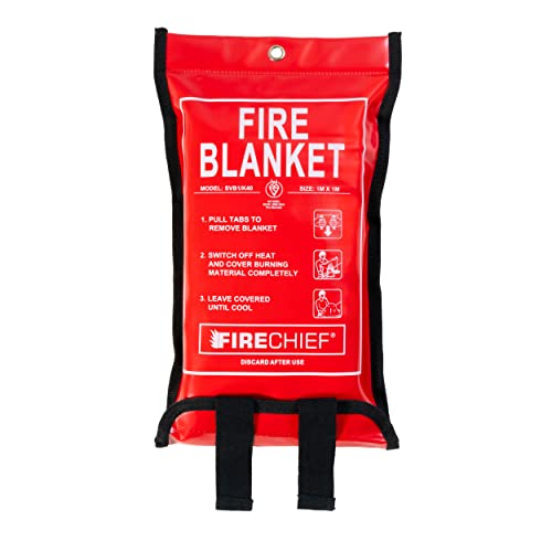 Firechief SVB1/K40 Feuerlöschdecke mit Gütesiegel von Kitemark, klein (1 x 1m), geeignet für den Einsatz rund um das Haus (Küche, Büro, Garage) von Firechief