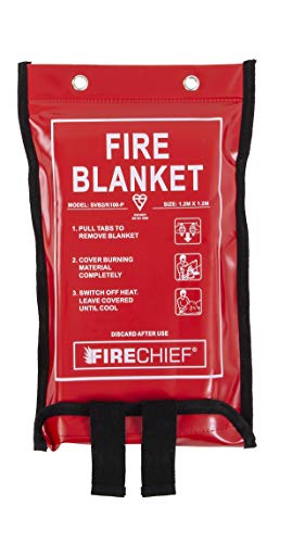 Firechief SVB2/K100-P Premium Feuerlöschdecke mit Gütesiegel, Standard-Feuerlöschdecke (122 x 122 cm) | geeignet für die Verwendung in Küche, Arbeitszimmer, Garage, Wohnwagen von Firechief