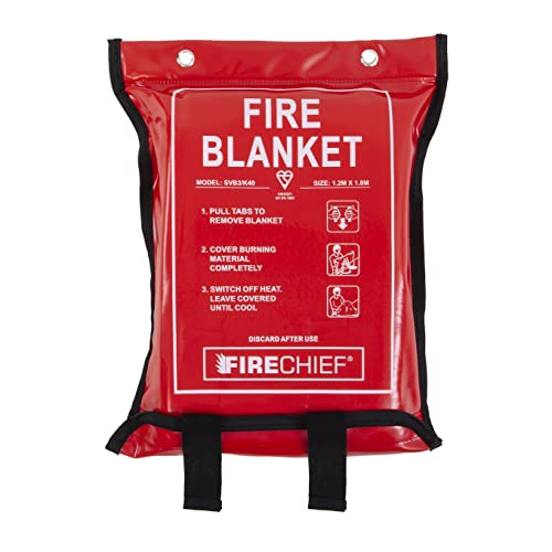 Firechief SVB3/K40 Feuerlöschdecke mit Kitemark-Gütesiegel, große Feuerlöschdecke, 1,2 m x 1,8 m, geeignet für den Einsatz im Haus (Küche, Büro, Garage) von Firechief