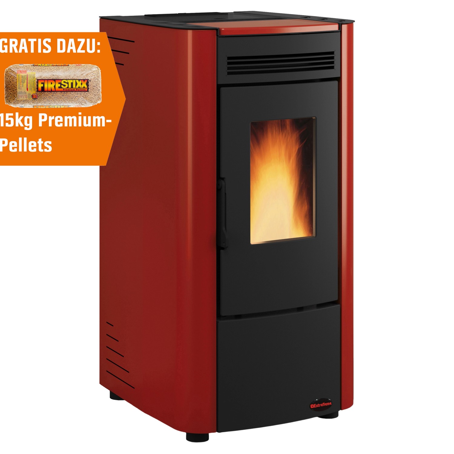 Extraflame Pelletofen Ketty Stahl Bordeaux 2,4 kW - 6,3 kW EEK: A+ von Firefix