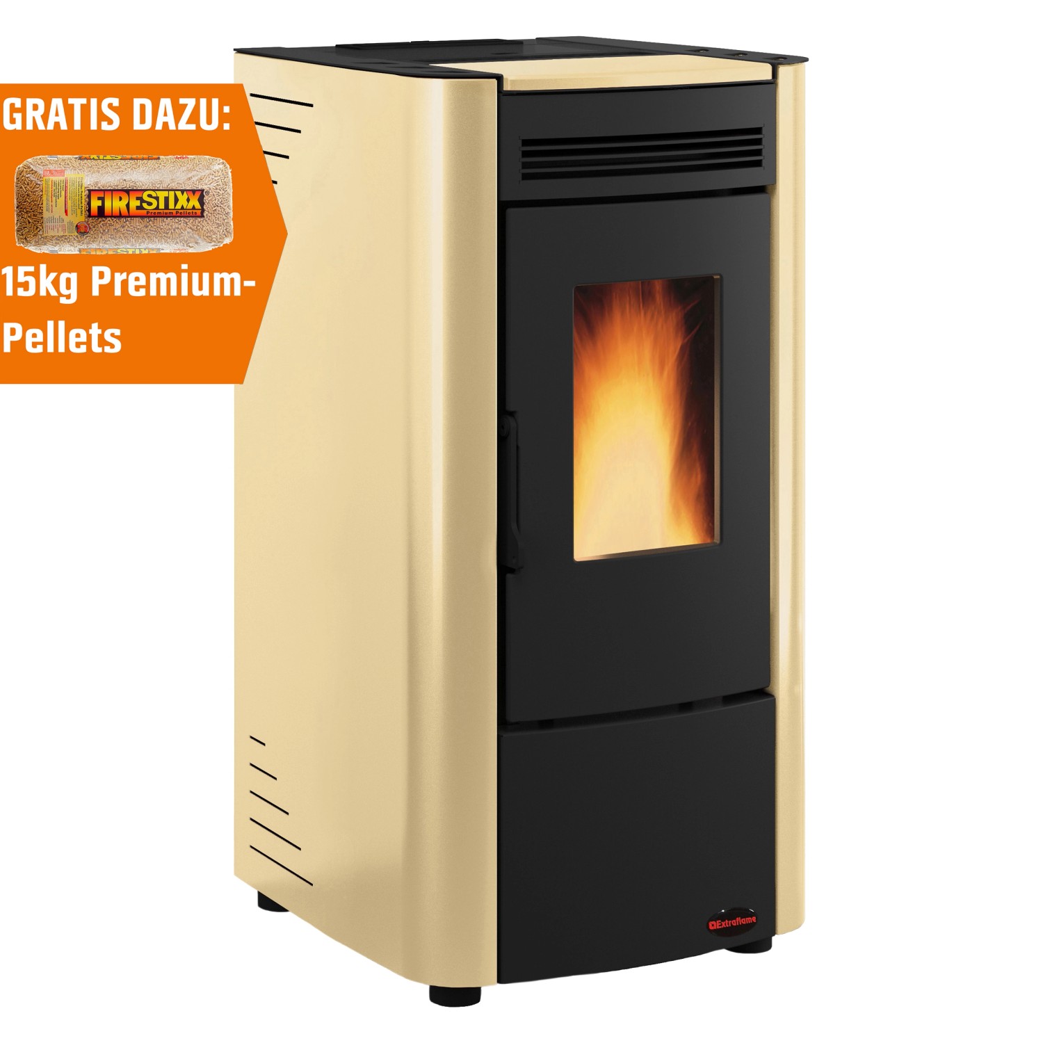 Extraflame Pelletofen Ketty Stahl Pergamena 2,4 kW - 6,3 kW EEK: A+ von Firefix