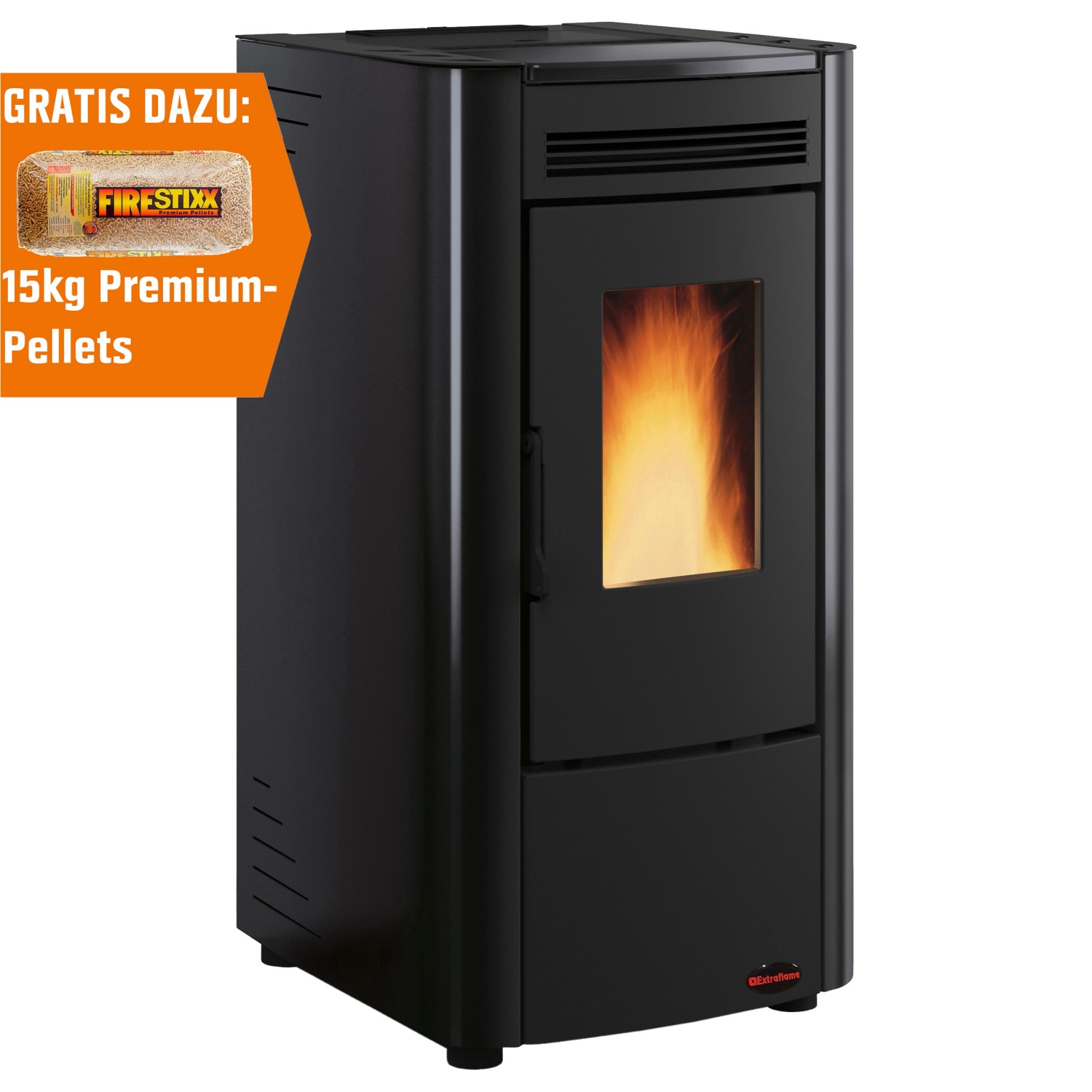 Extraflame Pelletofen Ketty Stahl Schwarz 2,4 kW - 6,3 kW EEK: A+ von Firefix