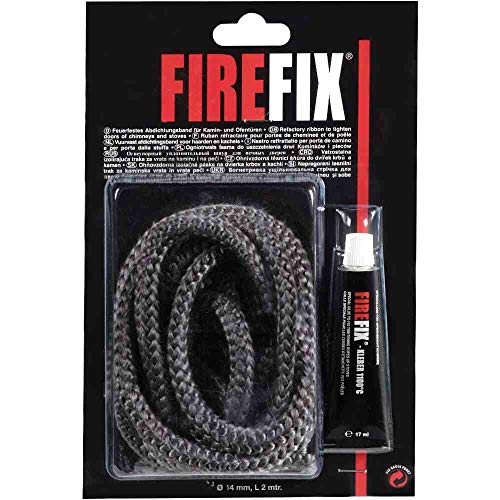 FireFix 2047 Keramikkordel als Rundkordel, Durchmesser ø 14 mm (grau) 2 m lang, inkl. hitzebeständigem Kleber von FIREFIX