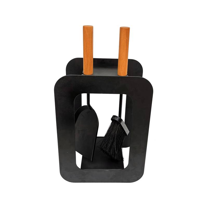 Firefix Kaminbesteck 'Cube' schwarz mit Holzgriffen 3-teilig von Firefix