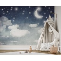Peel & Stick Und Traditionelle Sternenhimmel Wand Wandbild Kinderzimmer Schlafzimmer Tapete - Sterne Mond Wolken von FirefliesUK