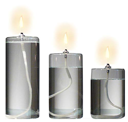 Nachfüllbare Glas-Stumpenkerzen, geruchlos, 3 Stück, Verwendung allein, in einem Kerzenhalter oder Laterne, Öllampen halten ein Leben lang und sind ein einzigartiges Geschenk für Frauen von Firefly