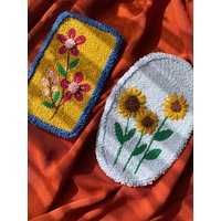 Punch Needle Wandbehang, Sonnenblumen-Wand-Dekor, Hand Getuftet Blumen-Wand-Dekor von FireflyPunch